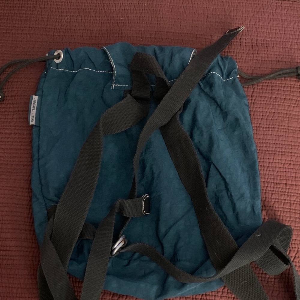 Kipling Teal Drawstring Backpack With Zipper Acce… - image 2